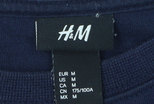 H&M Men's Blue Graphic Print Pullover Sweatshirt M