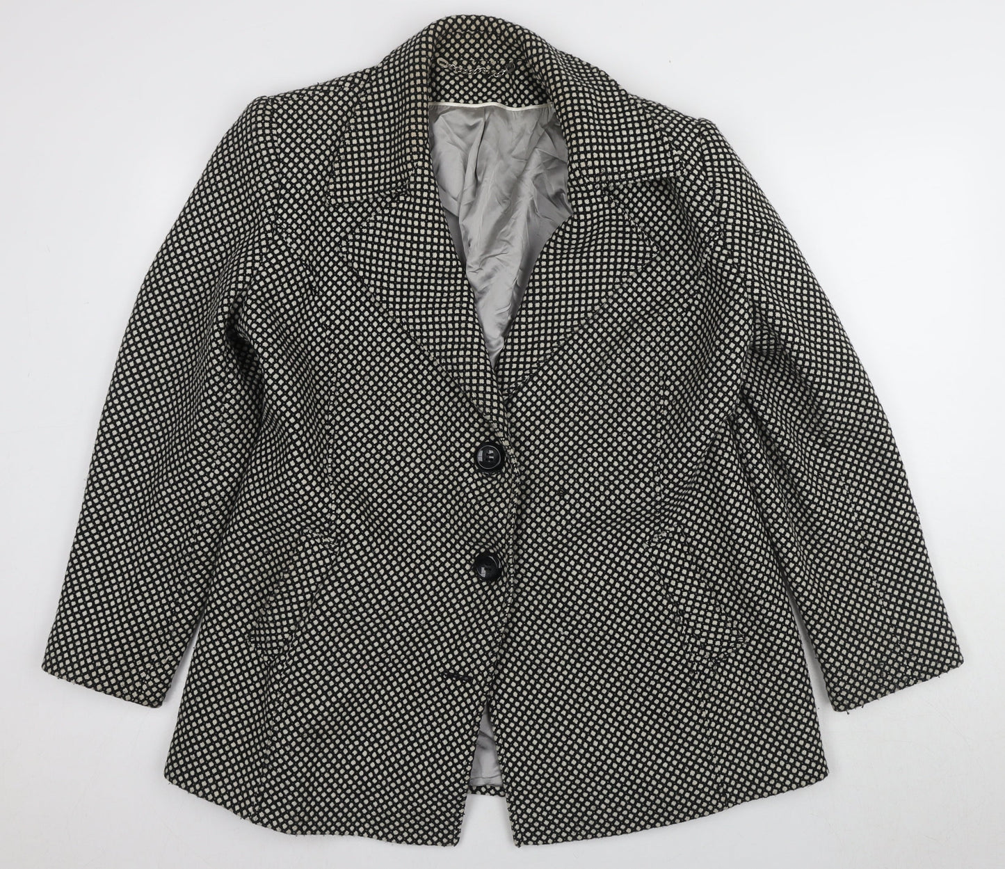 Berkertex Women's Black Blazer Size 16 with Geometric Pattern