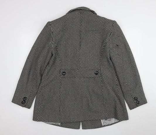 Berkertex Women's Black Blazer Size 16 with Geometric Pattern