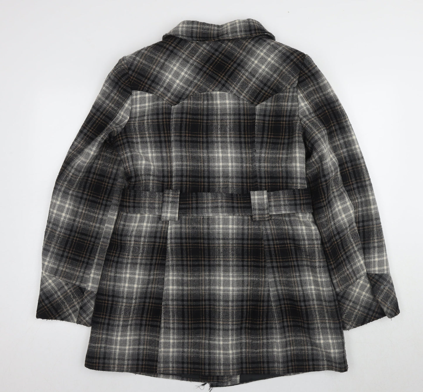 Dorothy Perkins Women's Brown Plaid Pea Coat Size 12
