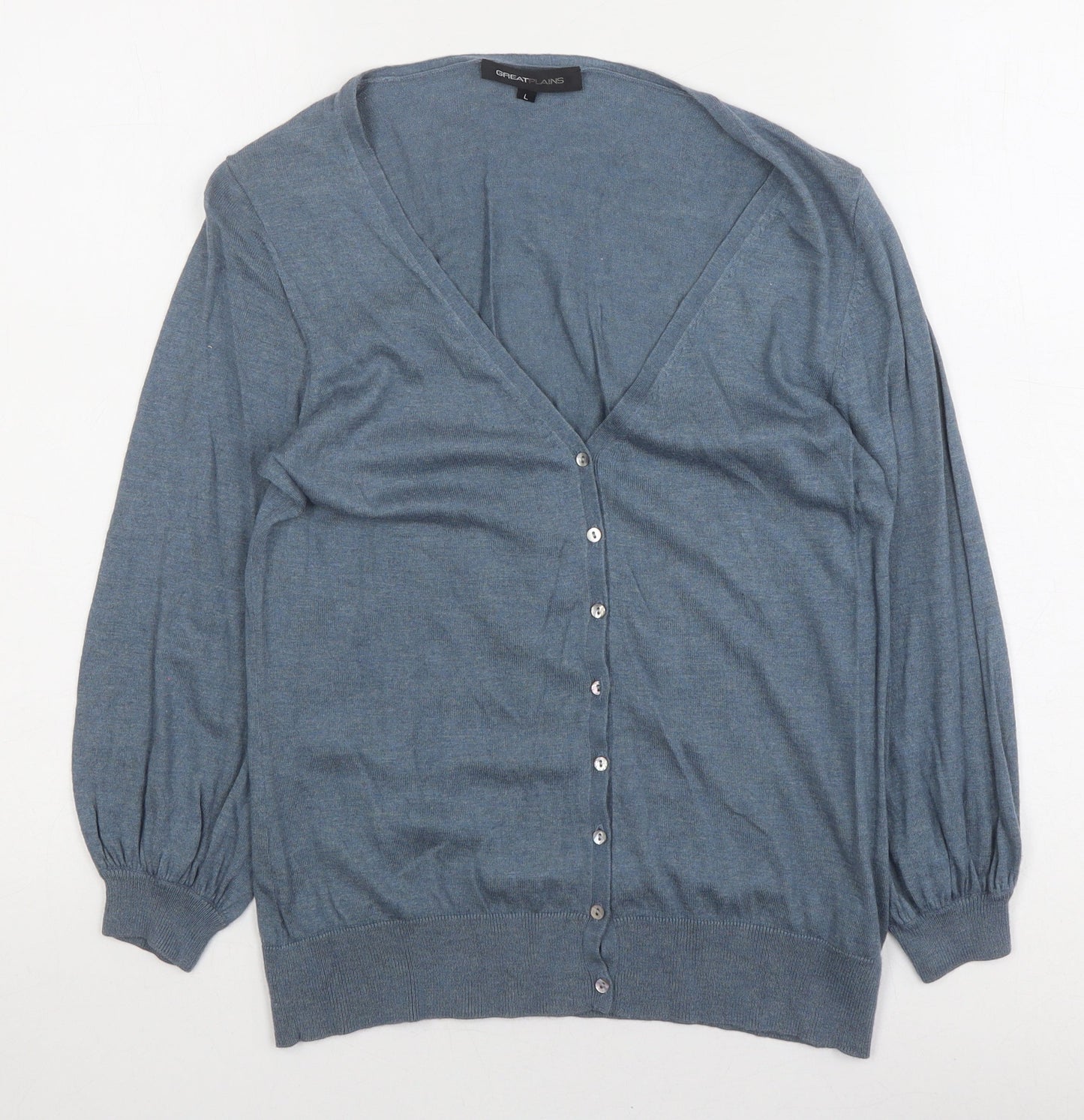 Great Plains Women's Blue V-Neck Cardigan, Size L