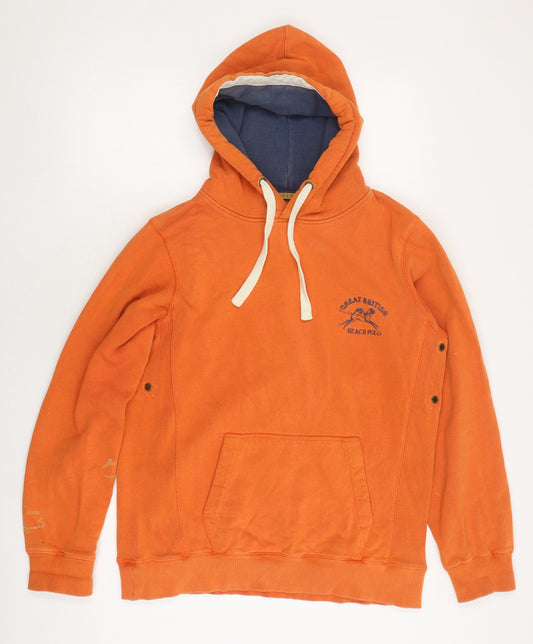 Joules Men's Orange Pullover Hoodie, M, Logo Detail