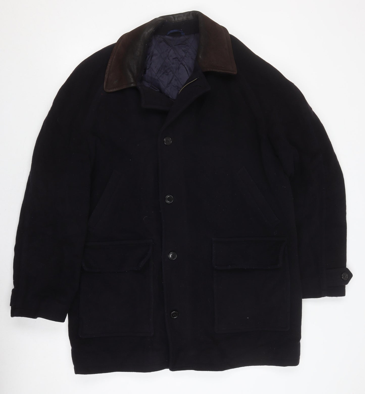 Fraser Menswear Blue Wool Cashmere Coat, Men's L