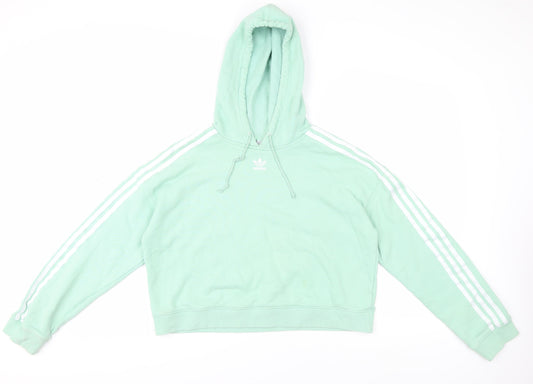 Adidas Women's Green Hoodie Size 14 - Sport Style