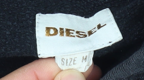 Diesel Mens Black Pullover Hoodie M with Logo Print