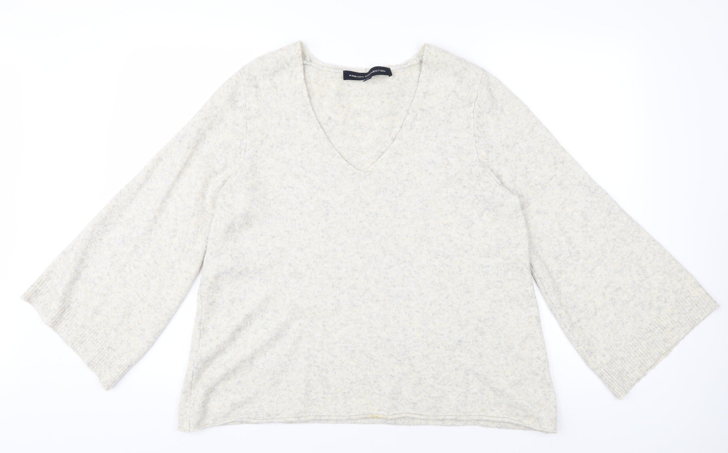 French Connection Women's Ivory V-Neck Pullover XS