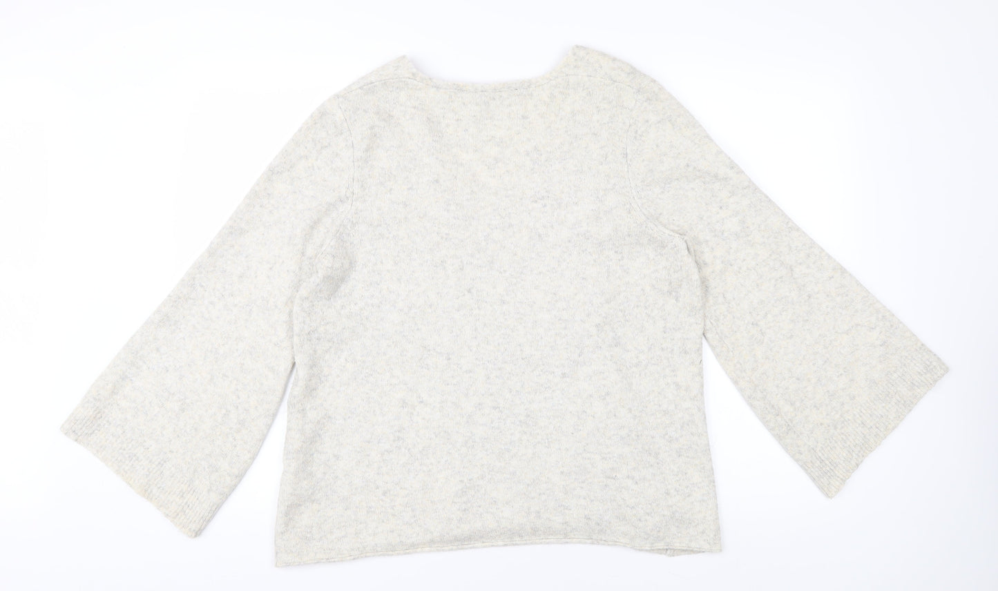 French Connection Women's Ivory V-Neck Pullover XS