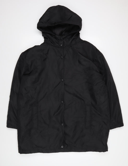 ASOS Women's Black Hooded Parka Jacket, Size 8