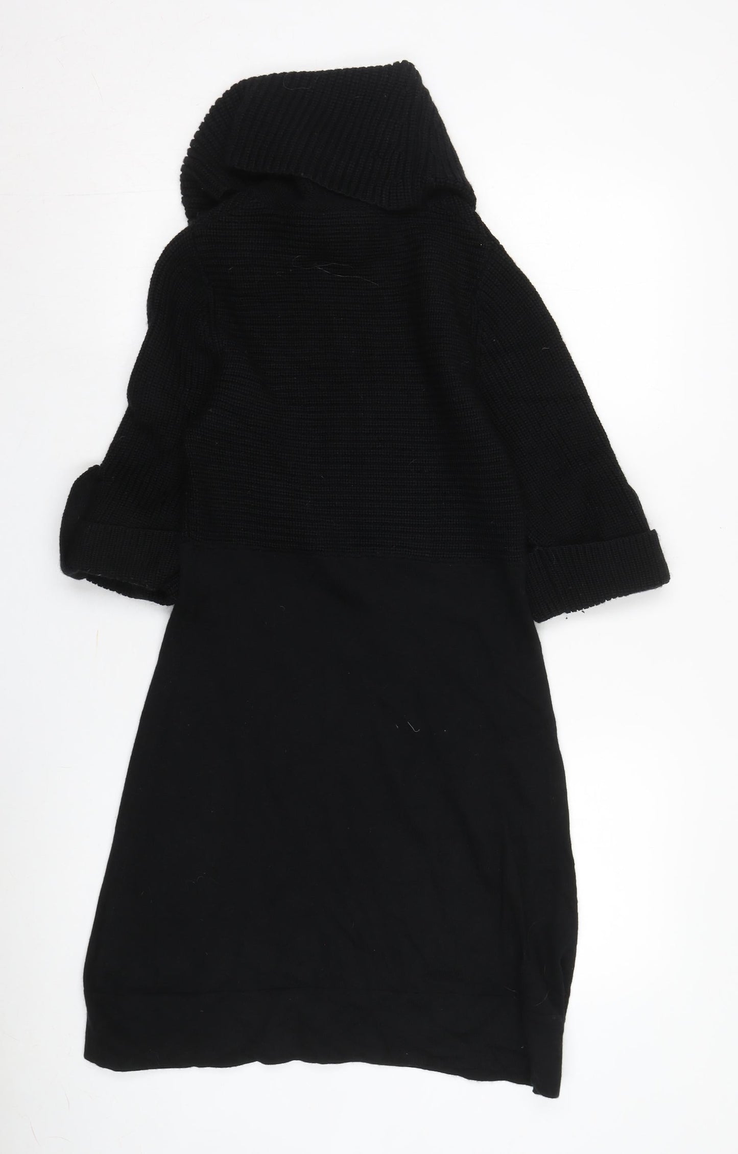 Karen Millen Black Cowl Neck Wool Knit Dress 6 Women