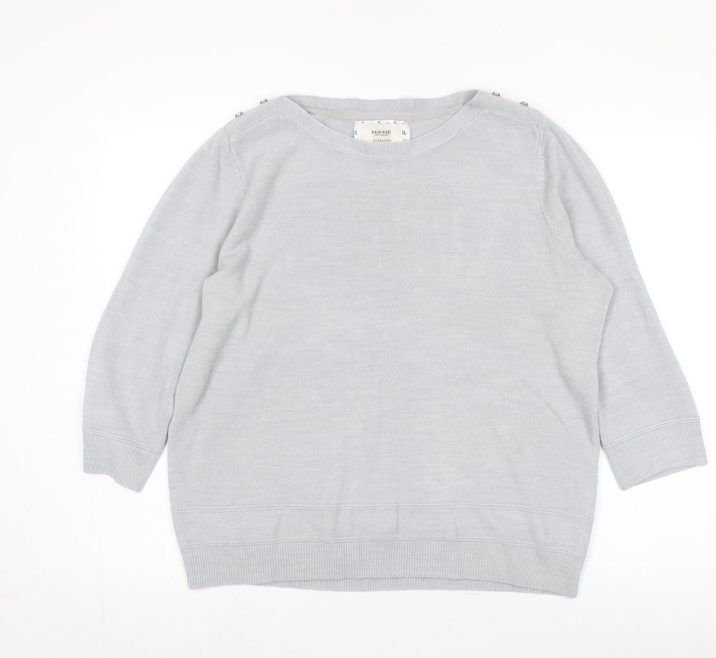 Maine New England Women's Grey 3/4 Sleeve Pullover Jumper