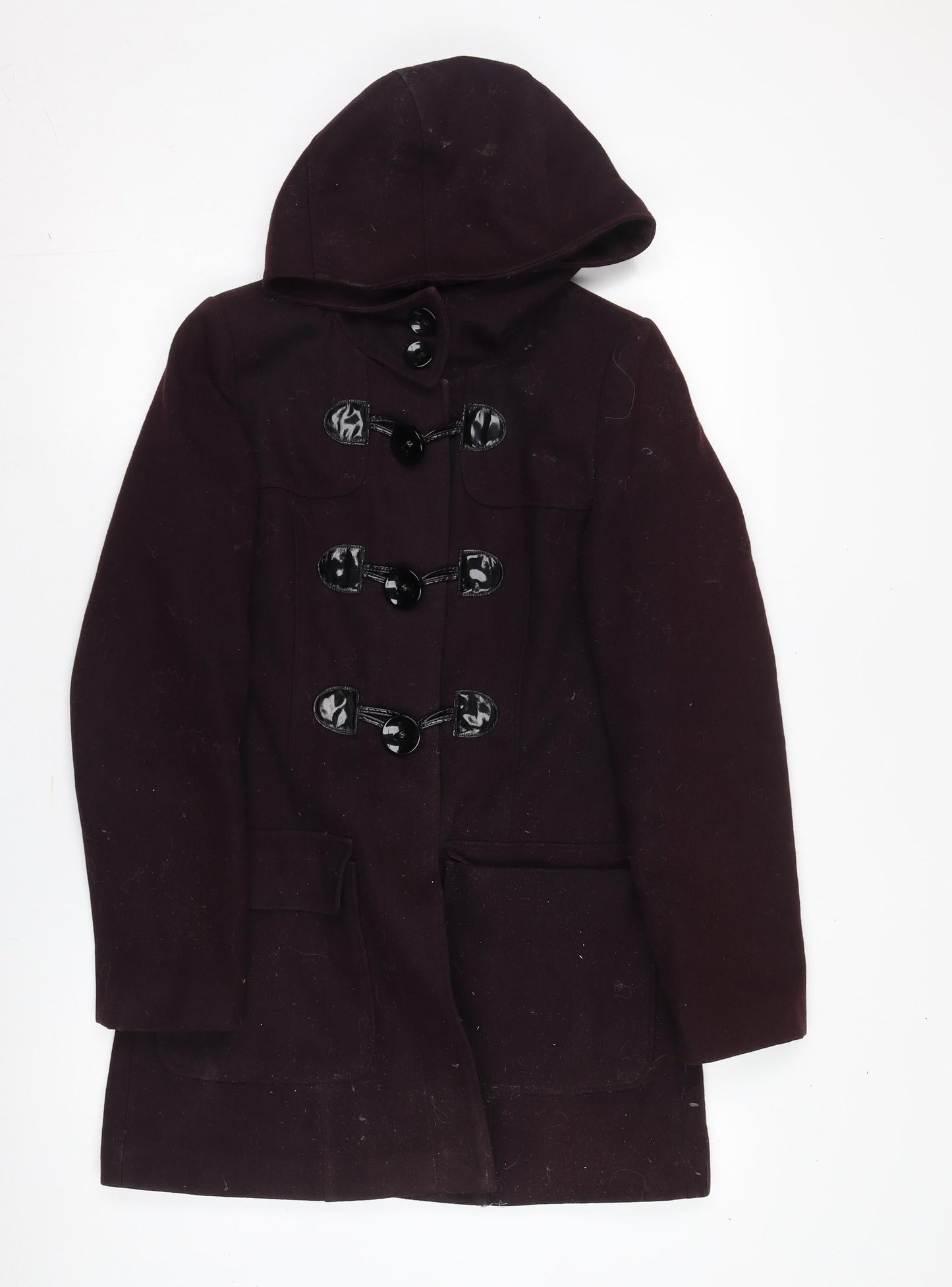 Laura Ashley Womens Purple Wool Duffle Coat Size 8