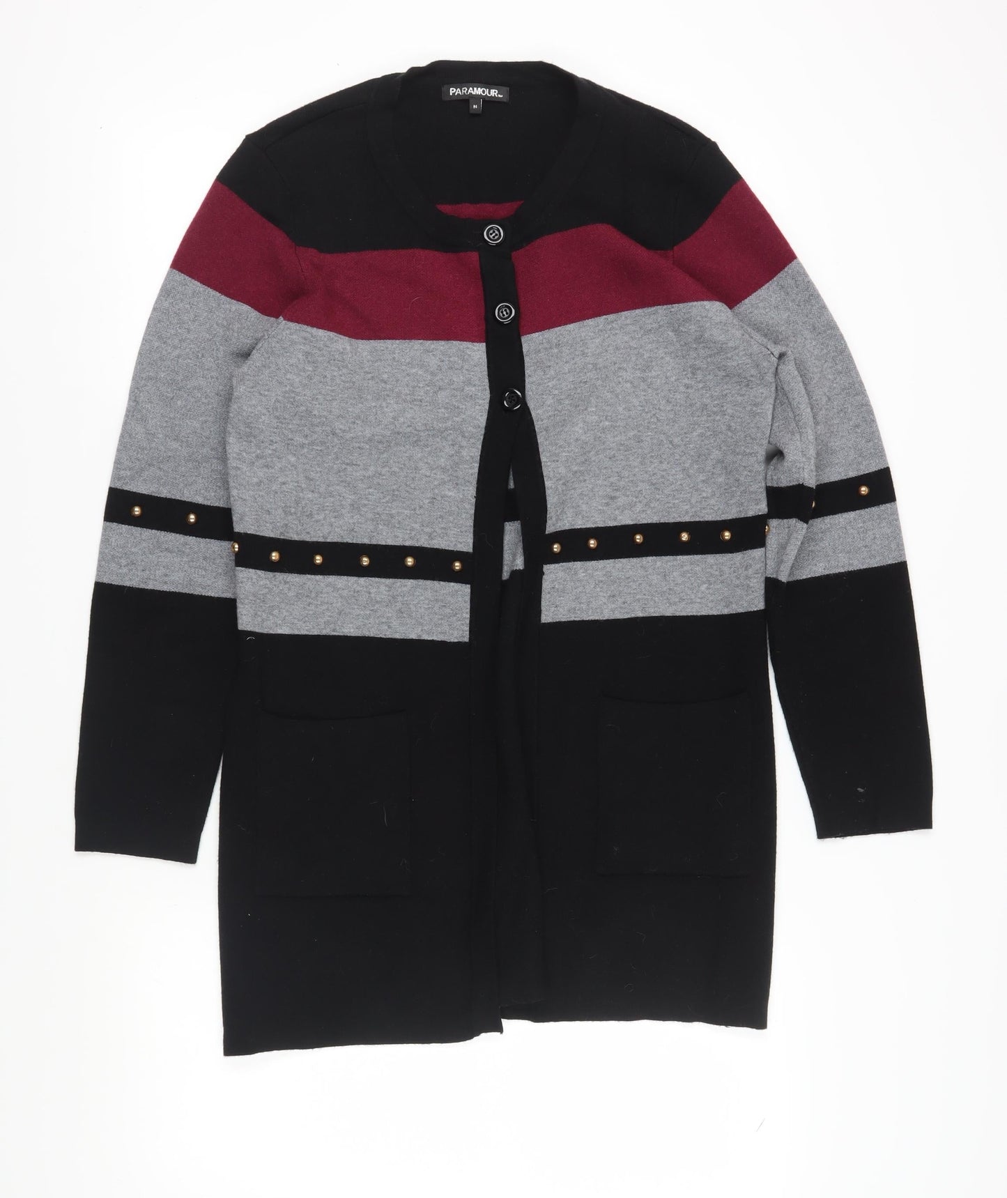 Paramour Women's Black Cardigan, Medium, Striped