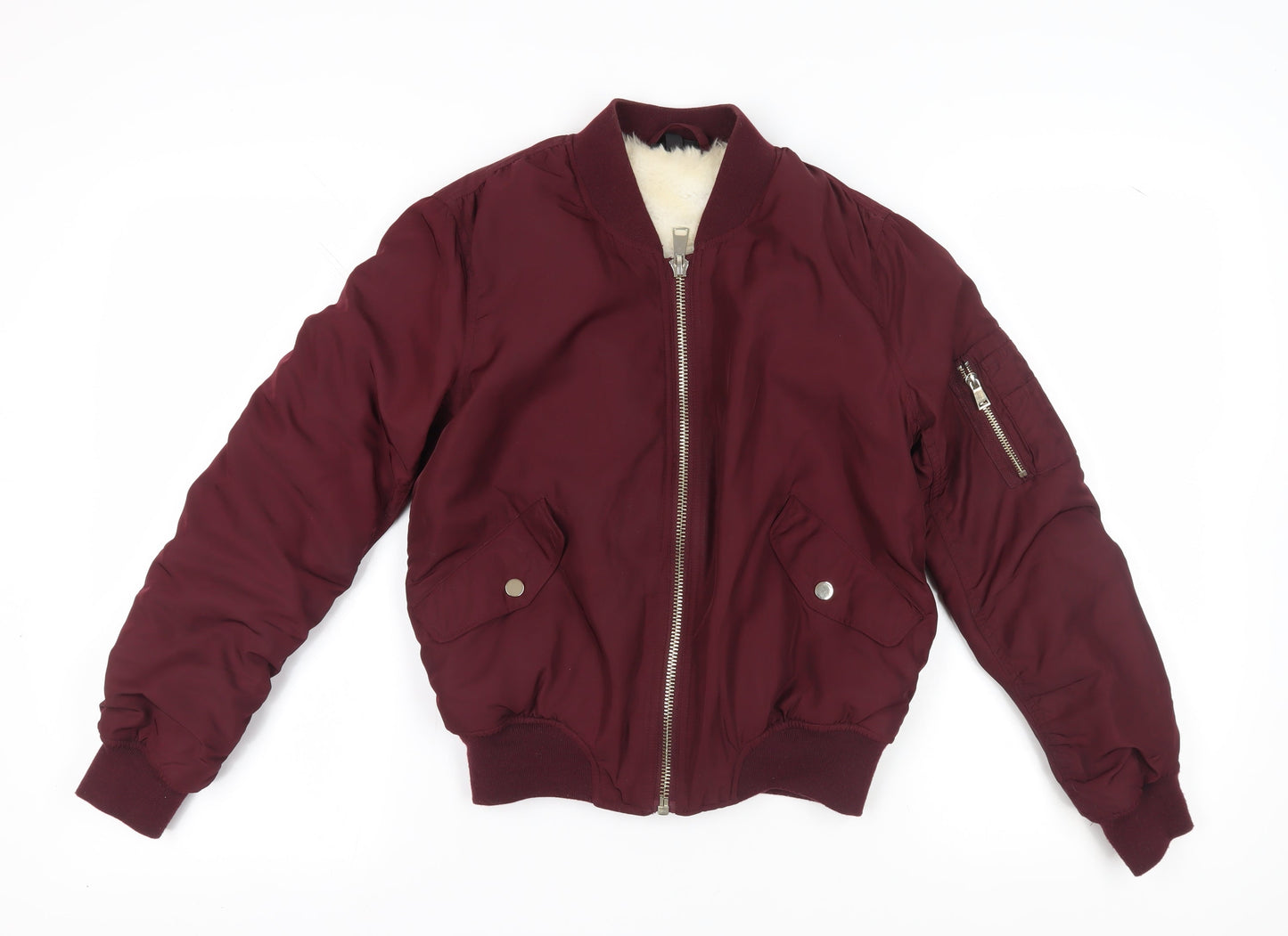 Topshop Women's Red Bomber Jacket - Size 8, Casual Chic