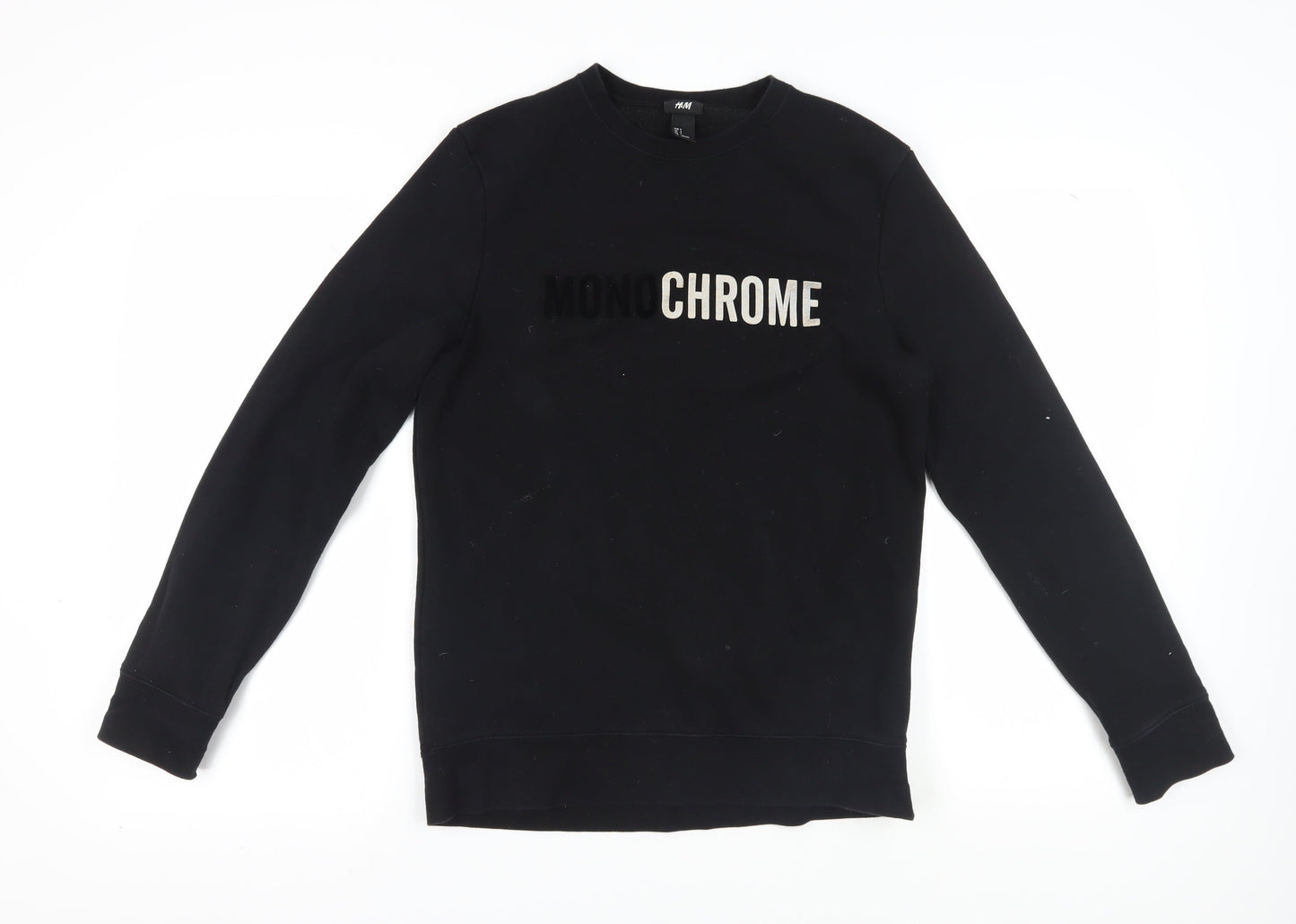 H&M Unisex Black Sweatshirt, S, Cotton Blend, Pullover