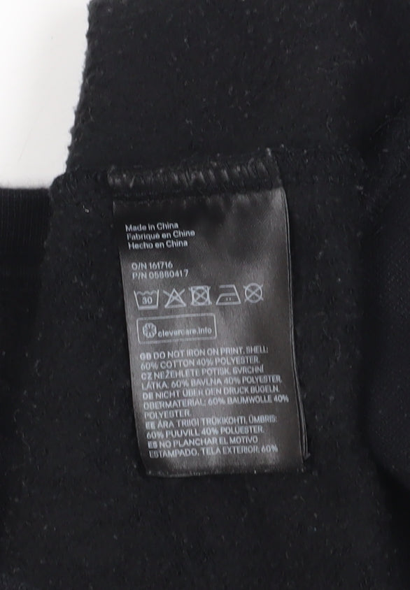 H&M Unisex Black Sweatshirt, S, Cotton Blend, Pullover