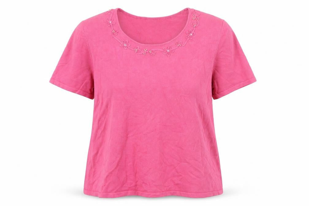 Womens UK Size 16 Eastex Pink Viscose Blend T-Shirt