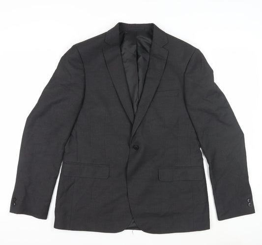 Moss London Men's Black Slim Fit Blazer, Size 42R, Elegant