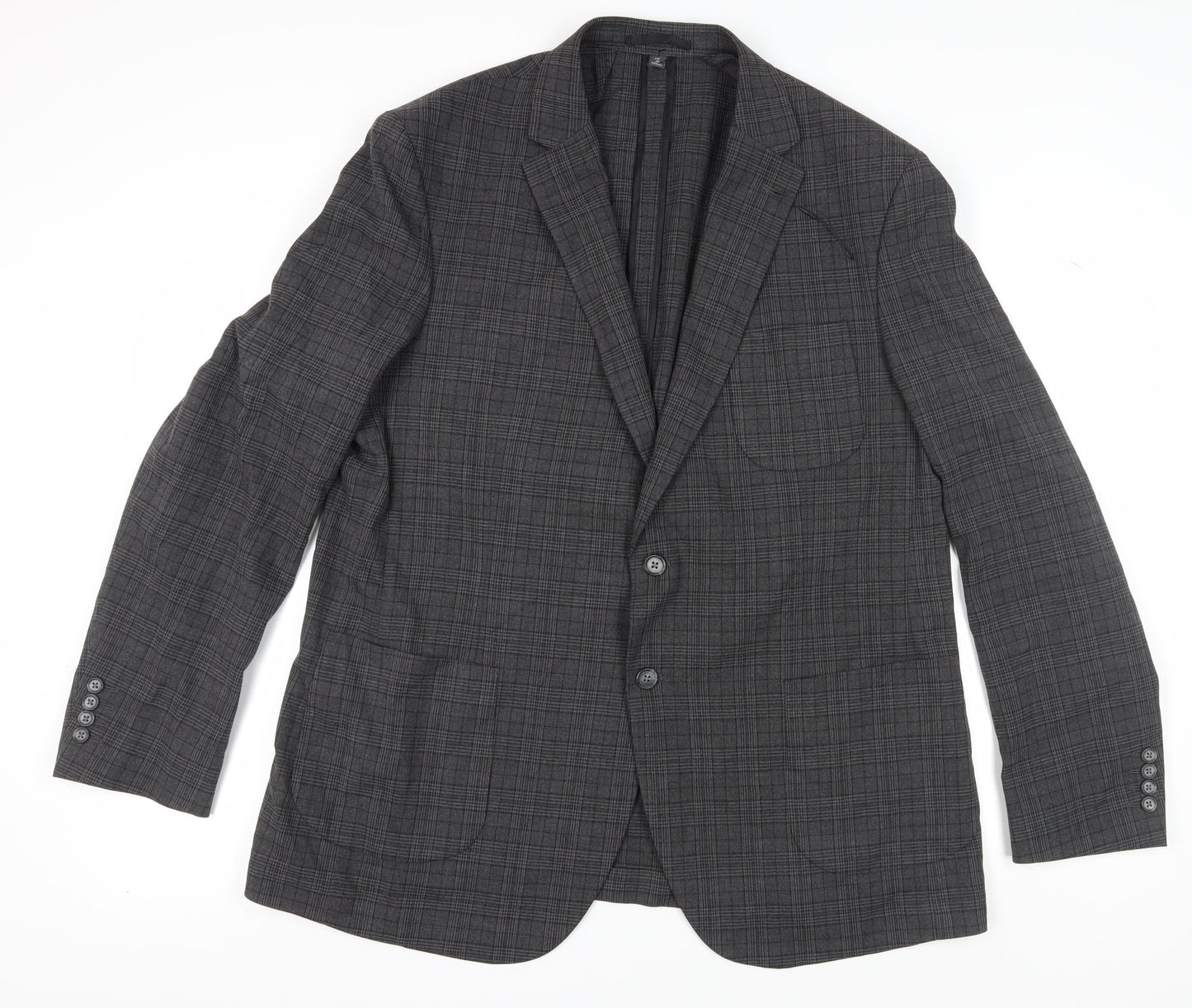 Marks and Spencer Men's Grey Checked Blazer 46L