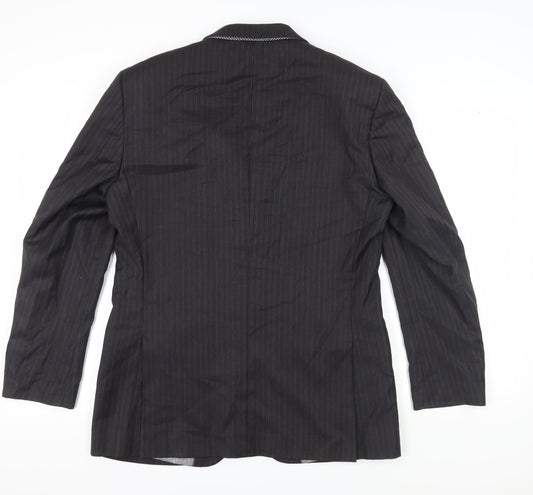 Next Men's Grey Striped Blazer 40R Wool Blend