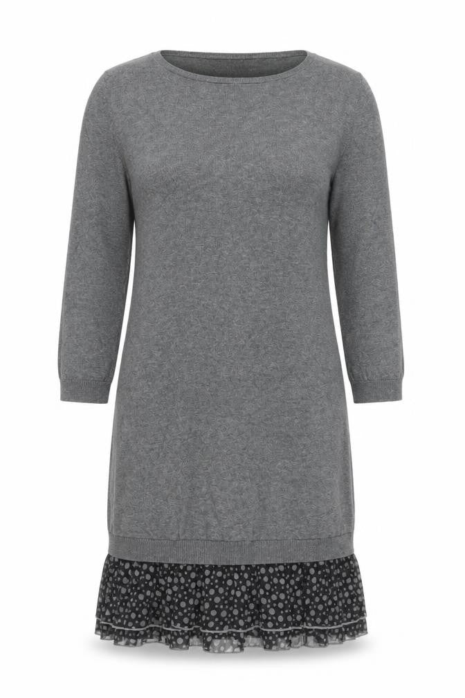 Next Grey Shift Dress Women Size 8 Polka Dot Hem