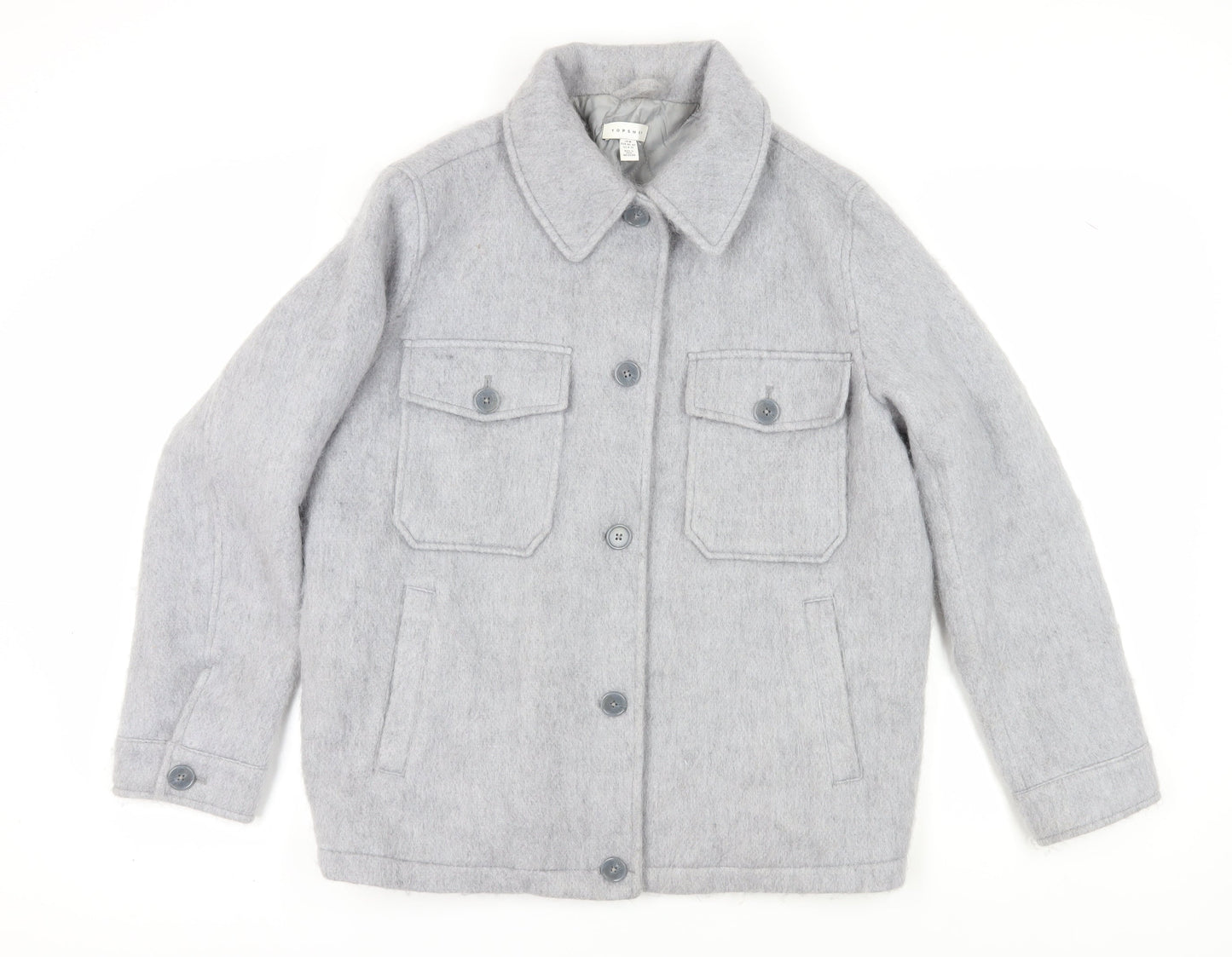 Topshop Women's Grey Wool Blend Jacket M