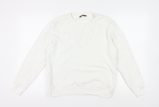 Marks and Spencer Women's Ivory Embroidered Cotton Sweatshirt UK 12