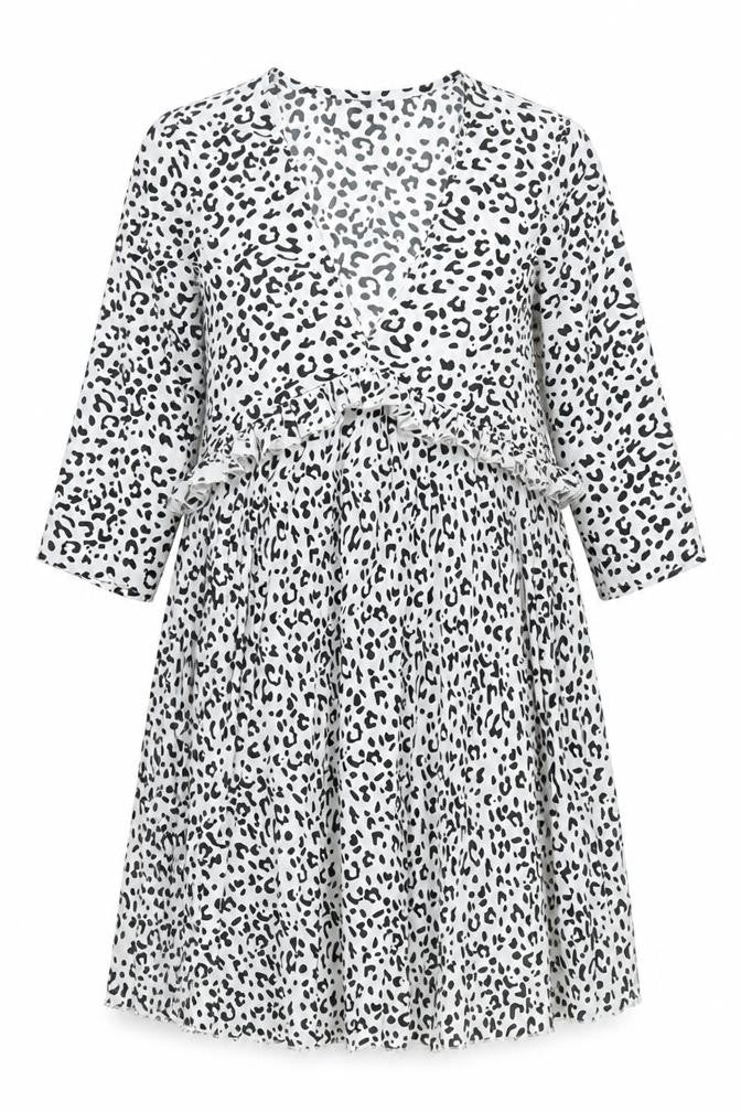 Front view of ASOS Women's White Animal Print Shift Dress 8