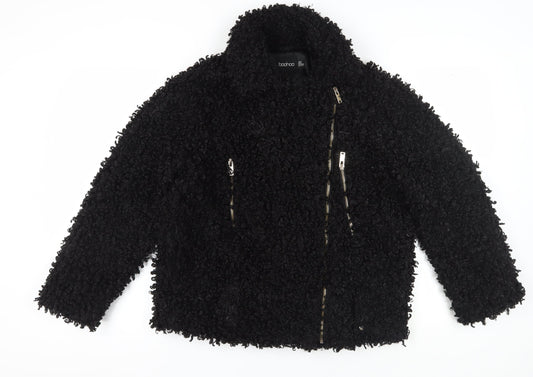 Boohoo Women's Black Biker Jacket Size 10, Winter Classic
