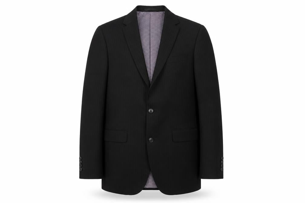 Front view of Taylor & Wright Men's Black Long Blazer 38L Formal