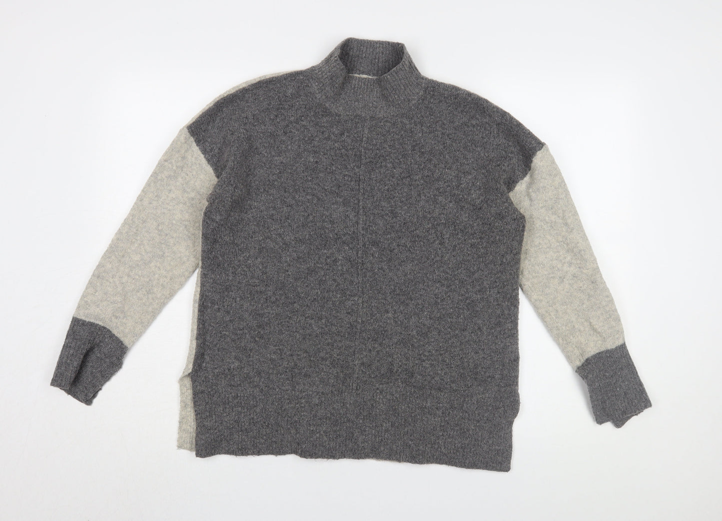 Marks and Spencer Women's Grey Mock Neck Jumper (M)