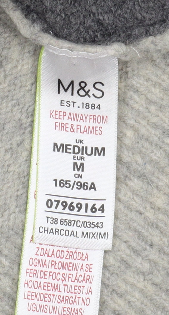 Marks and Spencer Women's Grey Mock Neck Jumper (M)