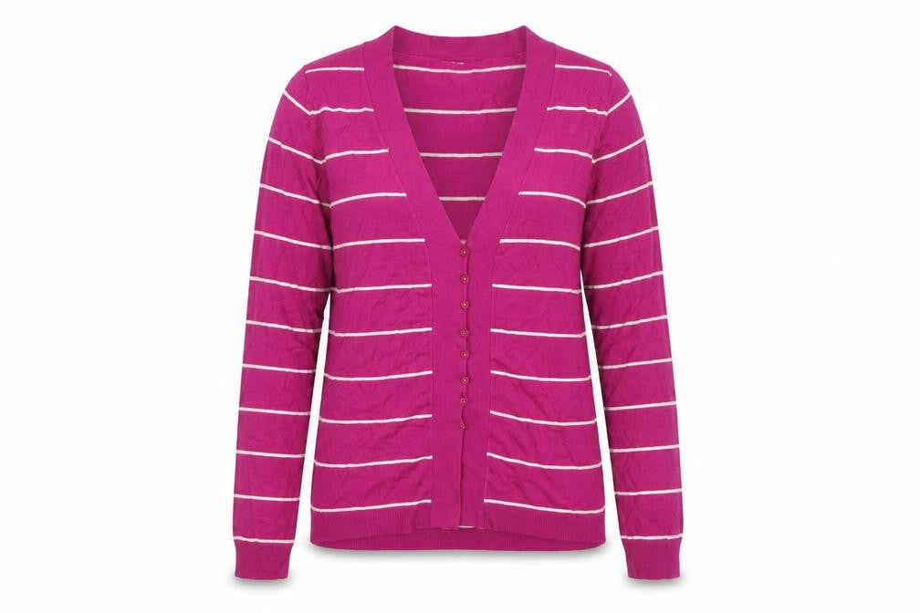Linea Women's Pink Striped Cardigan, Size L, Viscose Blend