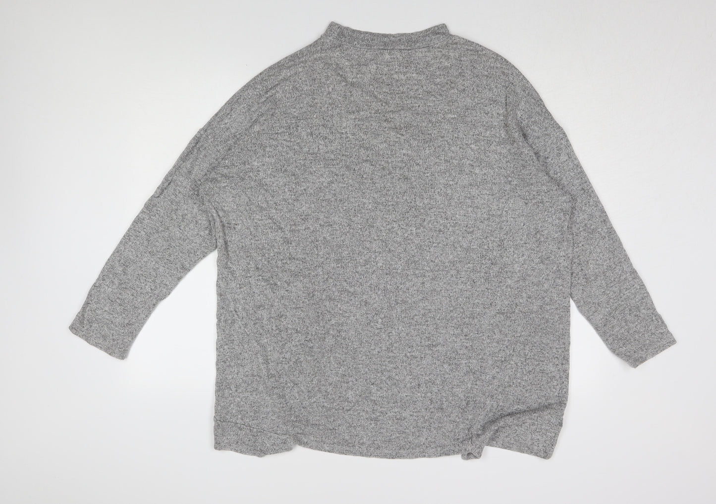 River Island Women's Grey Mock Neck T-Shirt, Size 16