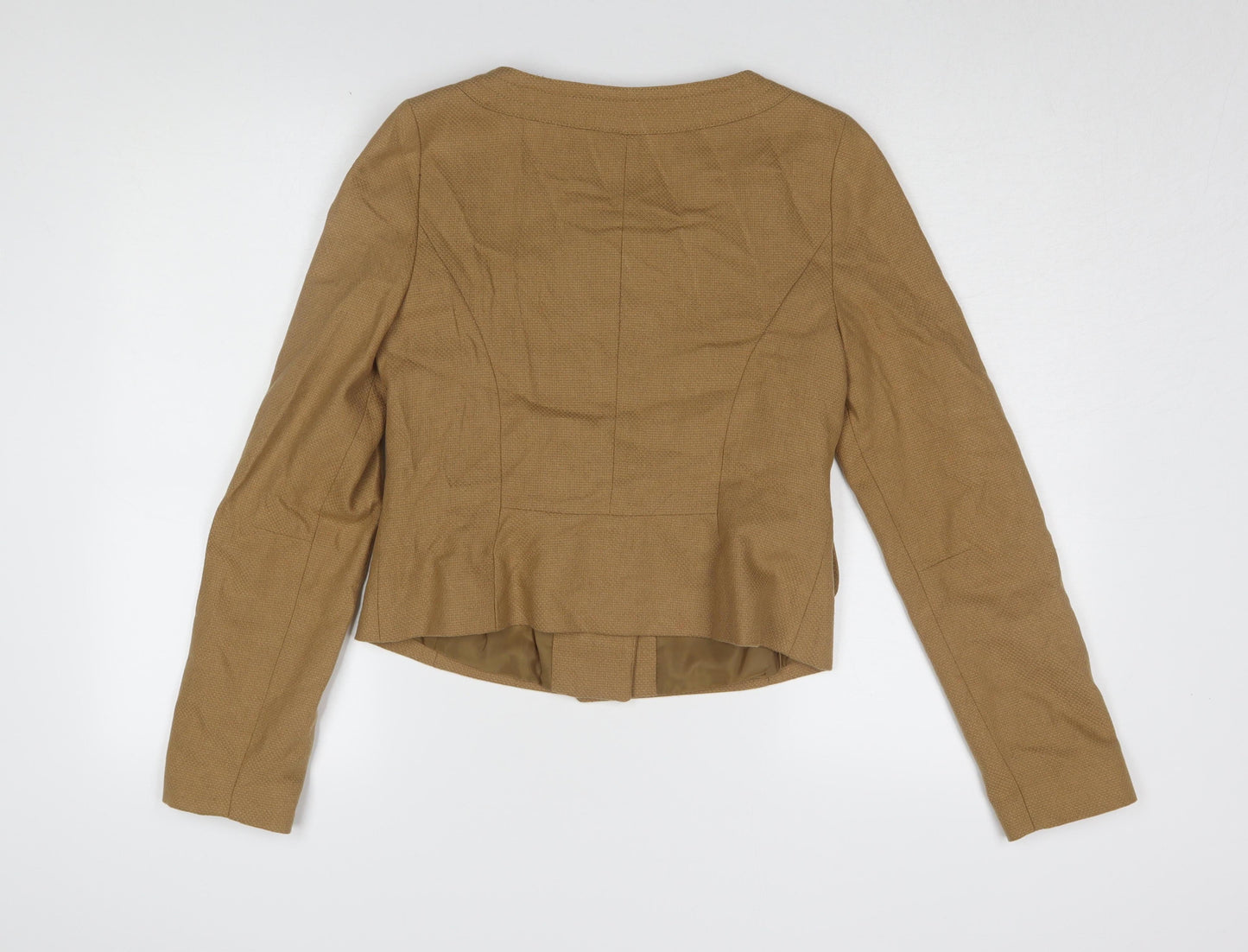 H&M Women's Brown Cropped Jacket Size 8