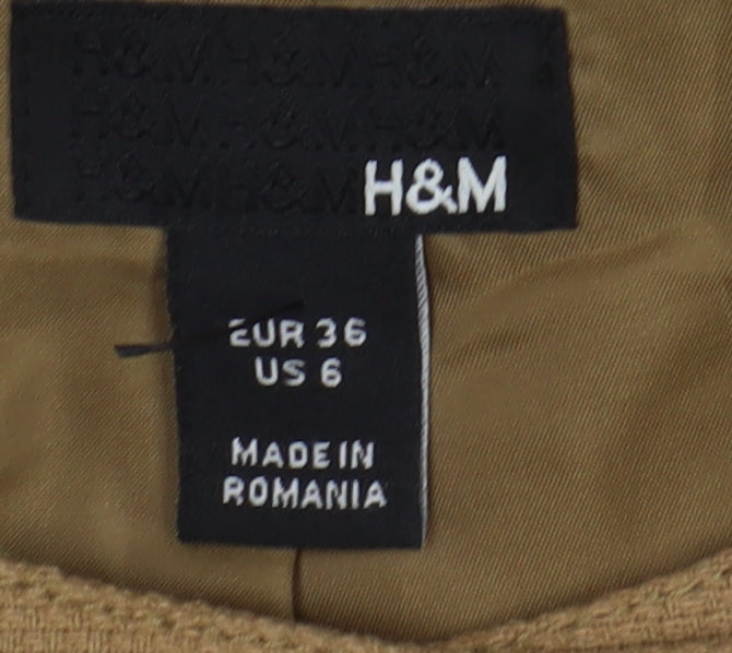 H&M Women's Brown Cropped Jacket Size 8