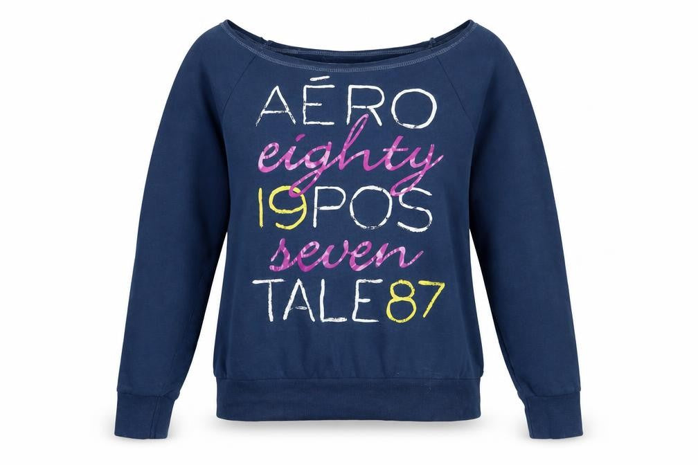 Womens UK XL Regular Aeropostale Blue Pullover Sweatshirt