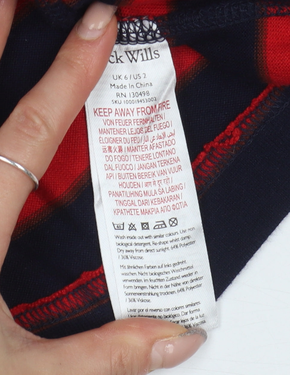 Jack Wills Women's Multicoloured Stripe T-Shirt Dress Size 6