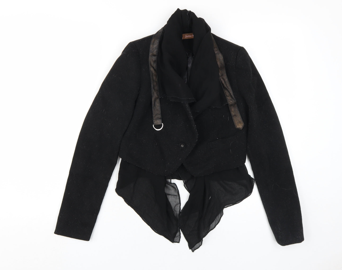 Jolie Moi Women's Black Cropped Jacket - Size 8, Elegant Style