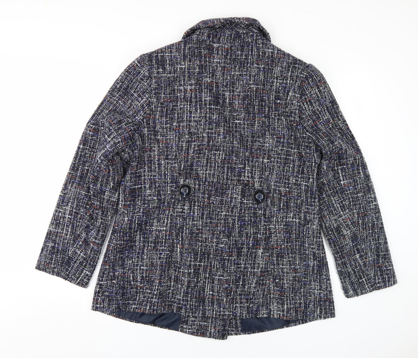 Classic Women's Multicoloured Tweed Pea Coat Size 16