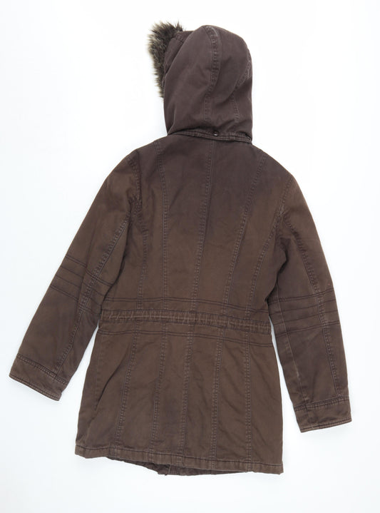 Mackays Women's Brown Hooded Parka Coat, Size 10