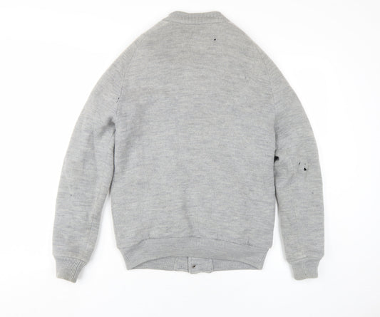 Farah Vintage Men's Grey Wool Varsity Jacket S