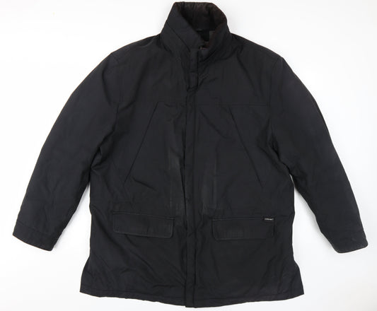 Marks and Spencer Men's Black Overcoat, L, Waterproof