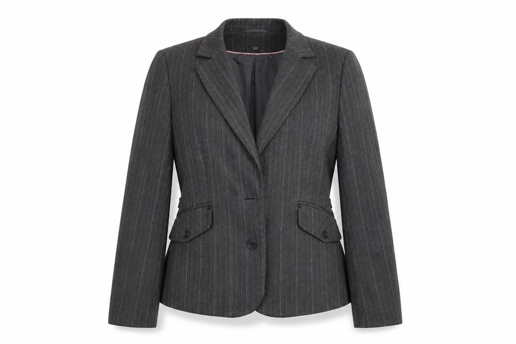 Front view of Mexx Women's Grey Pinstripe Suit Jacket, size 12