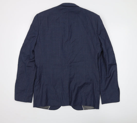 Next Men's Blue Wool Blazer 40R Regular Formal