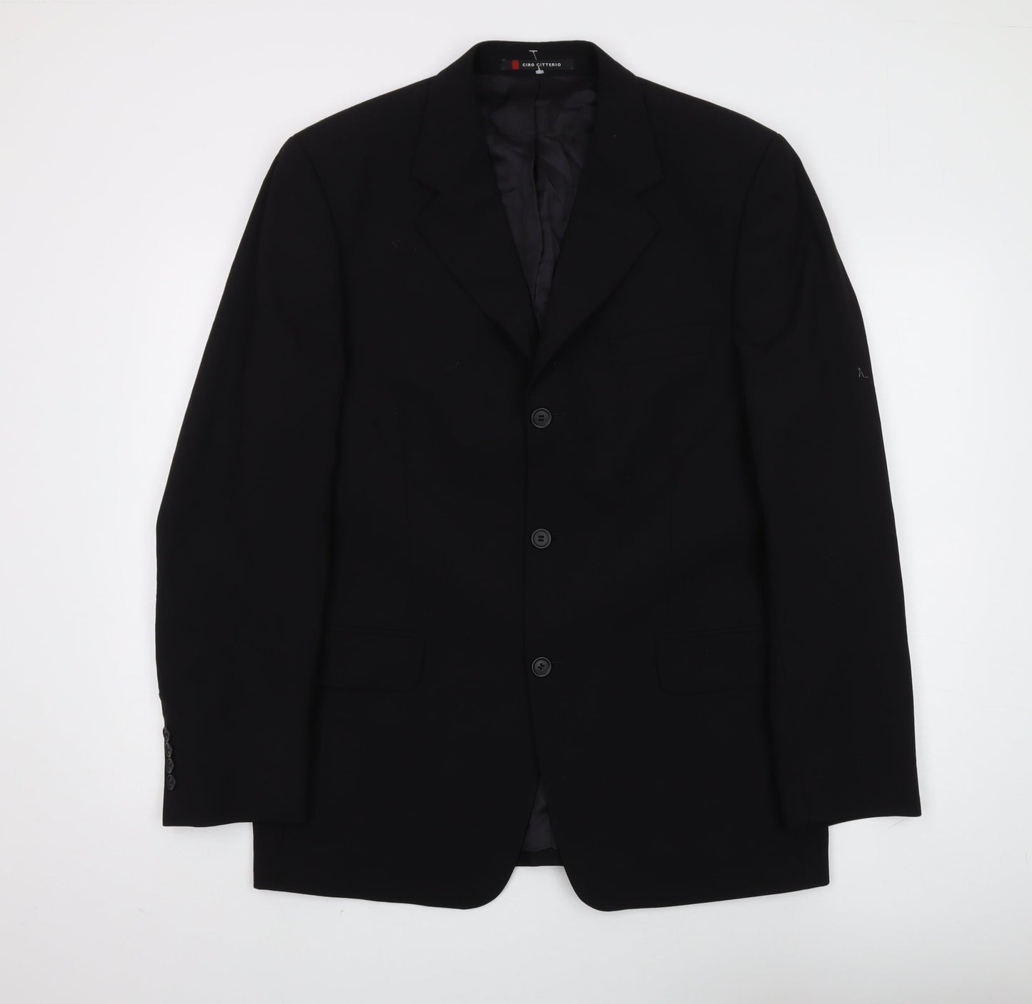 Ciro Citterio Men's Black 40L Blazer, Wool Blend