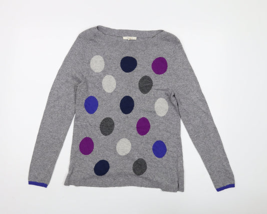 White Stuff Women's Grey Polka Dot Pullover Jumper Size 10