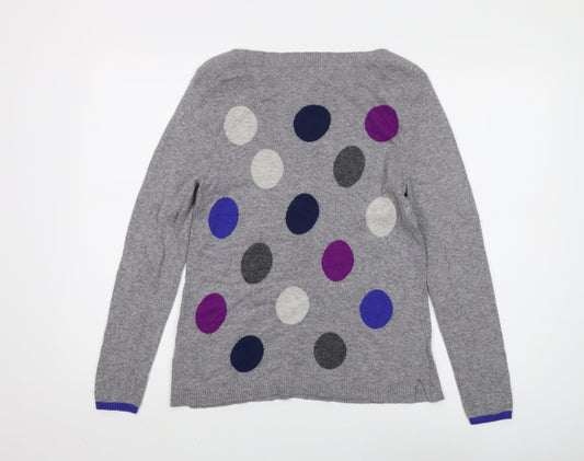 White Stuff Women's Grey Polka Dot Pullover Jumper Size 10