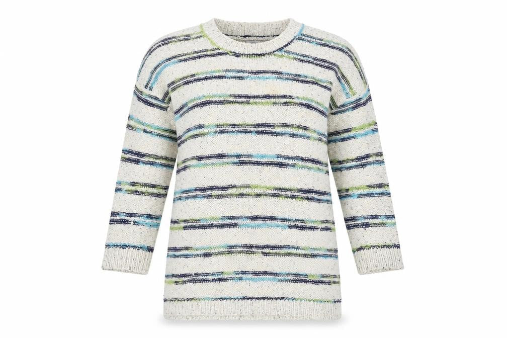 Cotton Traders Women's Multicoloured Striped Pullover Jumper