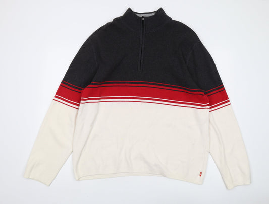 IZOD Men's 2XL Full Zip Sweater in Black, Red and Ivory