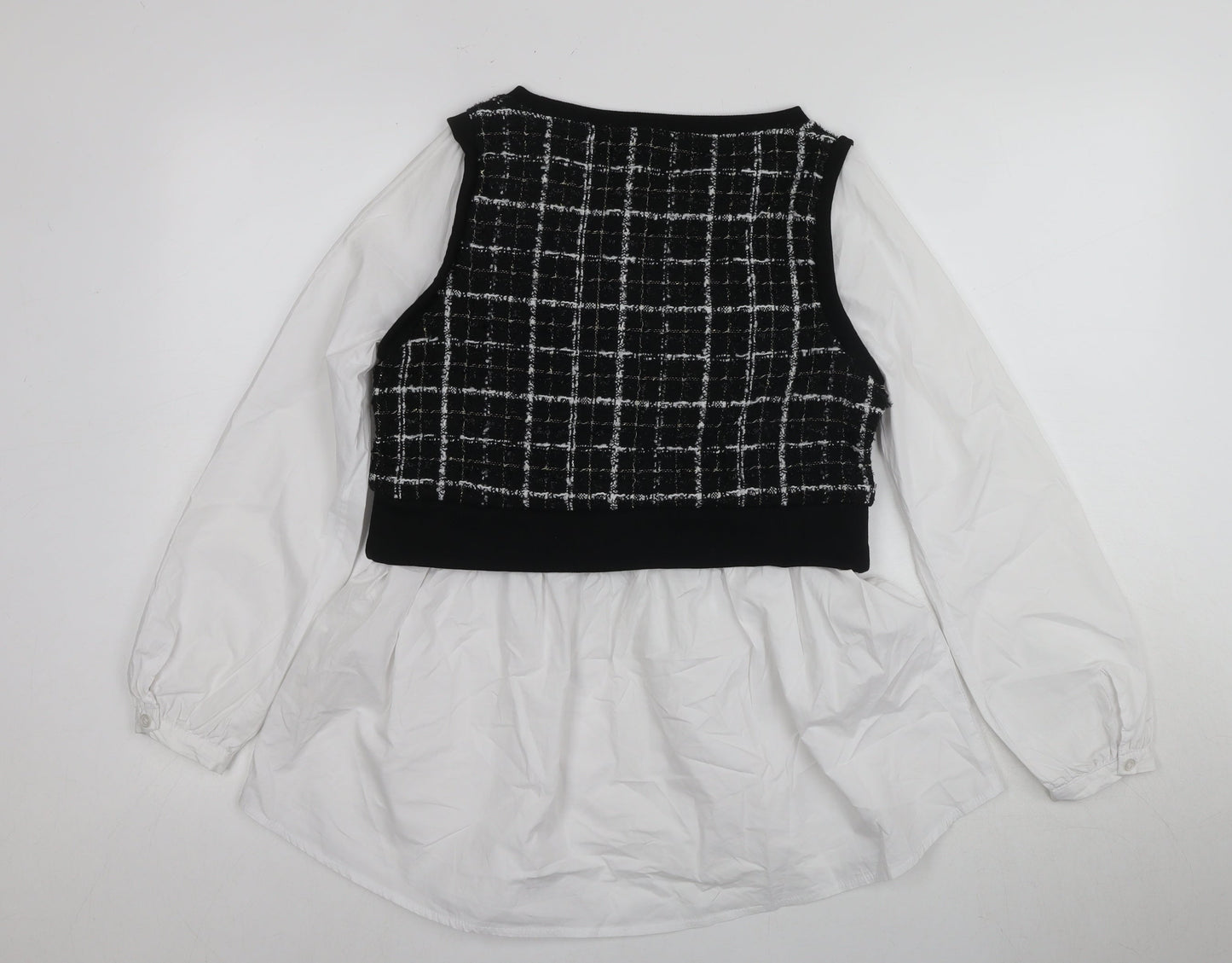 New Look Women's Black Check Vest Jumper, Size 10, Knit